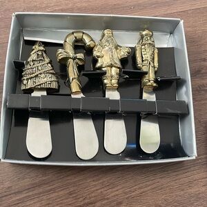 Gold Plated Sterling Holiday Christmas Spreaders Vintage